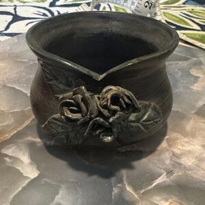 Handcrafted vintage lawhill pottery  Ceramic Rose Sculpture Vase